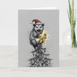 Tarjeta Estrella de árbol de Navidad chillona de zarigüeya