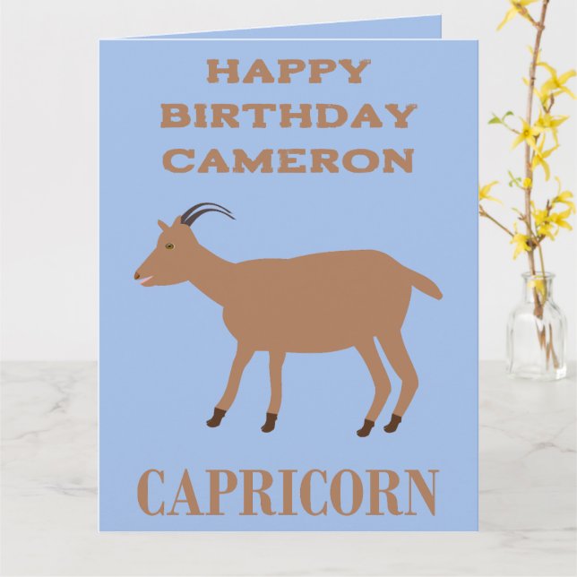 Tarjeta Estrella de Capricornio Signo de cabra Cumpleaños  (flor amarilla)