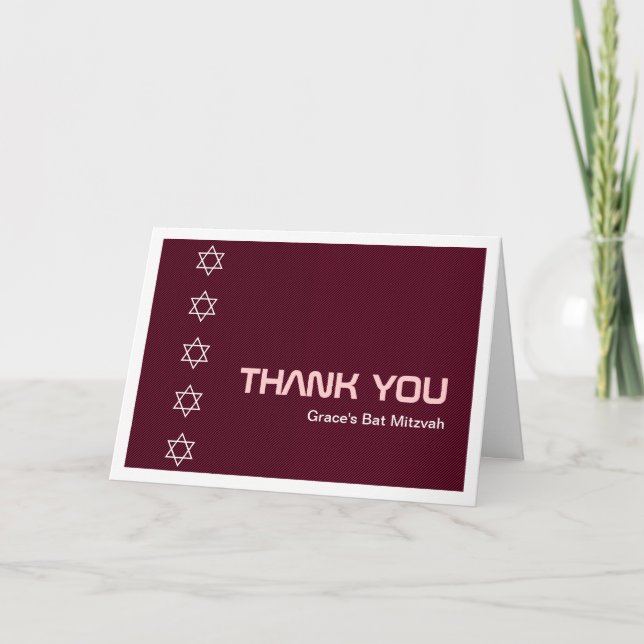 Tarjeta Estrella de David Pattern Bat Mitzvah (Anverso)