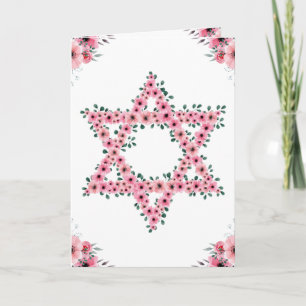 Tarjeta Estrella de David Rosa Flor Blanca Rosh Hashanah