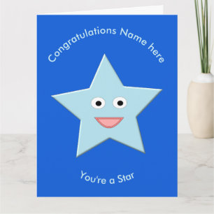 Tarjeta Estrella de la celebración azul brillante felicita