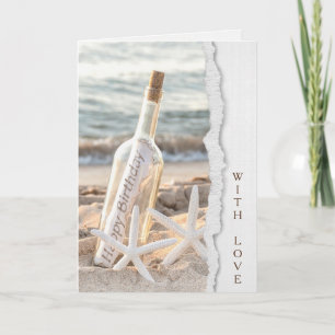 Tarjeta Estrella de mar de cumpleaños con mensaje en una b