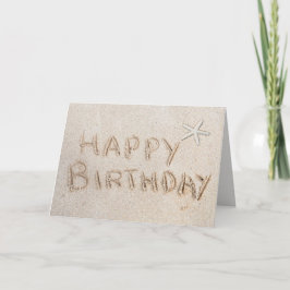 Tarjeta Estrella de mar en la playa Feliz Cumpleaños