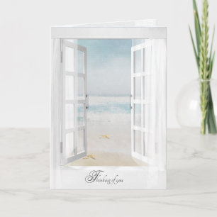 Tarjeta estrella de mar océano ventana pensando en ti