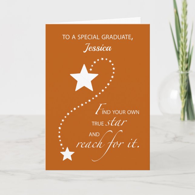 Tarjeta Estrella de Naranja de Graduación Quemada de Chica (Anverso)