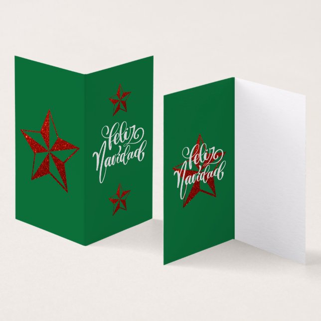 Tarjeta Estrella de Navidades del Purpurina Rojo (Interior y exterior)