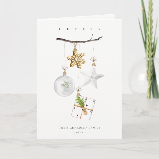 Tarjeta Estrella de Ornamentos de Navidad Chime Cheers (Anverso)