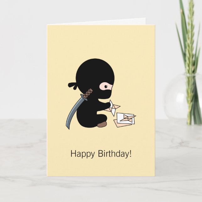 Tarjeta Estrella de papel de Ninja Origami Tiny Cumpleaños (Anverso)