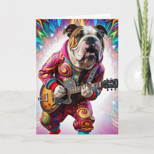 Tarjeta estrella de rock de bulldog