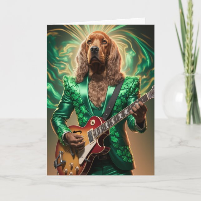 Tarjeta Estrella de Rock Divertida Setter Irlandesa (Anverso)