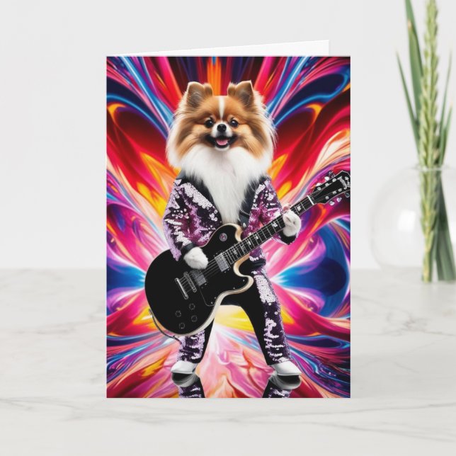 Tarjeta Estrella de Rock Pomerania Divertida (Anverso)