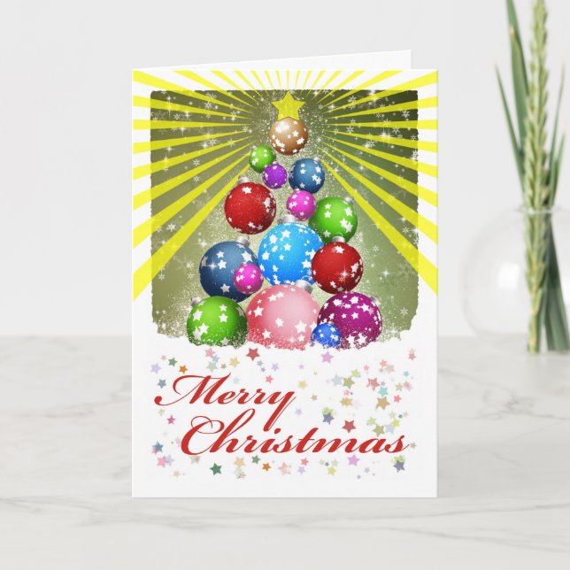 Tarjeta Estrella del árbol de los adornos de navidad Feliz (Anverso)