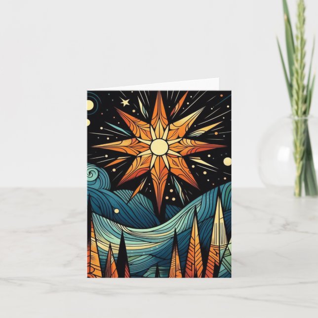 Tarjeta Estrella del arte cubista Navidad (Anverso)