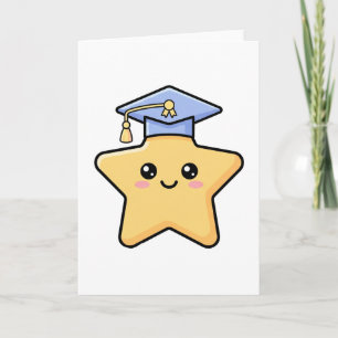 Tarjeta Estrella Dorada de Graduación Kawaii Lindo Lo Logr