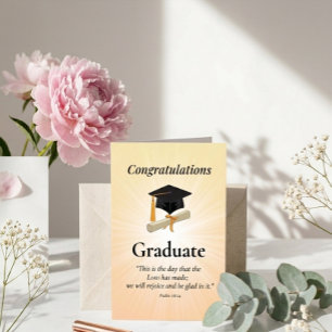 Tarjeta Estrella Explosiva Dorada de Graduación Religiosa