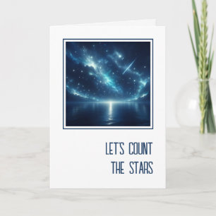 Tarjeta Estrella fugaz de aniversario sobre el agua