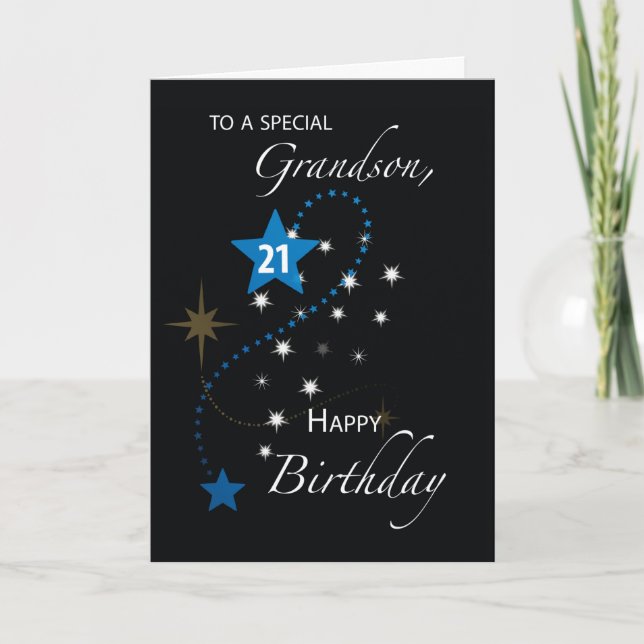 Tarjeta Estrella Inspiradora de cumpleaños número 21 (Anverso)