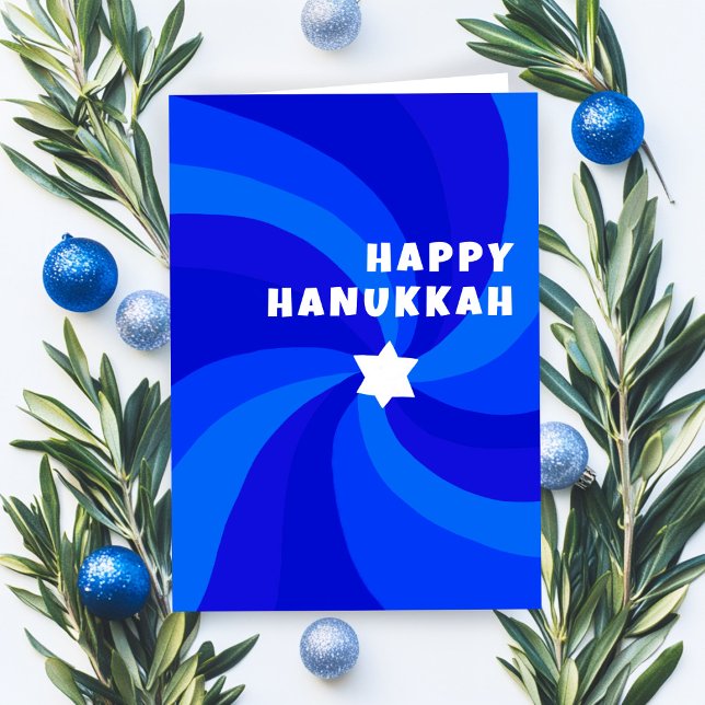 Tarjeta Estrella moderna de natación de David HAPPY HANUKK (Modern Swirl Star of David HAPPY HANUKKAH HOLIDAY Card
)