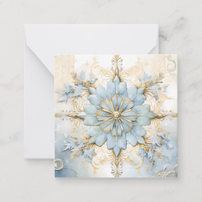 Tarjeta estrella para Navidades azules y dorados (Anverso)