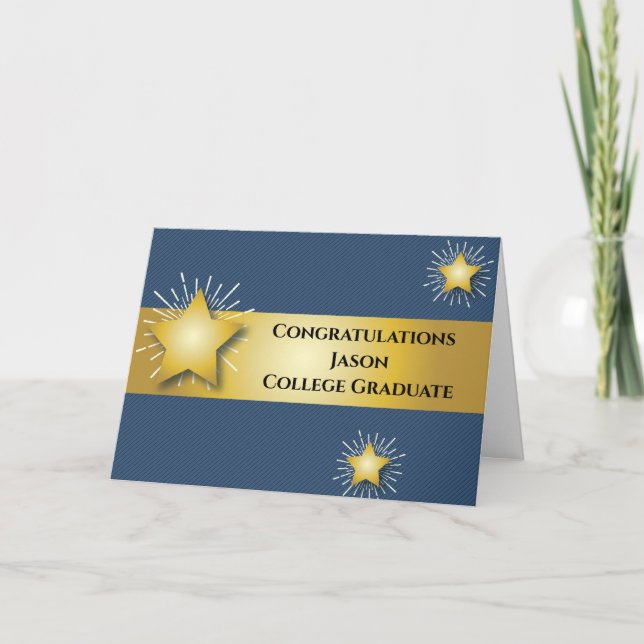 Tarjeta Estrella personalizada de felicitaciones por gradu (Anverso)