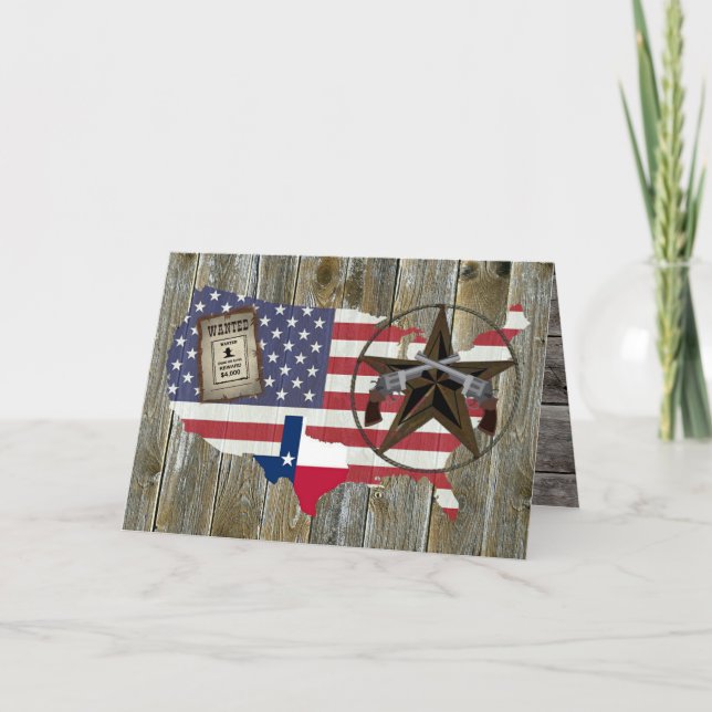 Tarjeta Estrella solitaria de Texas Duele Pistolas El Rótu (Anverso)