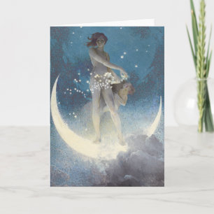 Tarjeta Estrella victoriana vintage dispersa ángeles