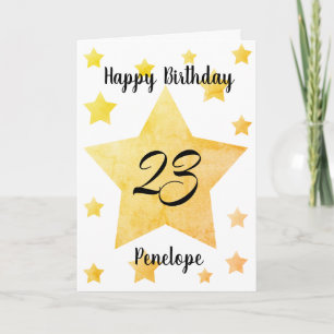 Tarjeta Estrellas Amarillas Personalizadas Cumpleaños 23