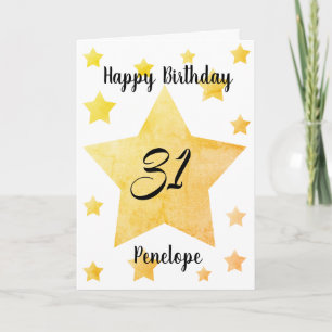 Tarjeta Estrellas Amarillas Personalizadas Cumpleaños 31 