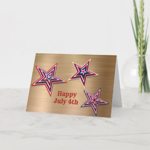 Tarjeta Estrellas azules rojas Oro 4 de julio