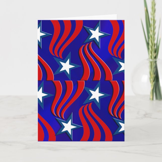 Tarjeta Estrellas blancas, bandas rojas y fondo azul (Anverso)