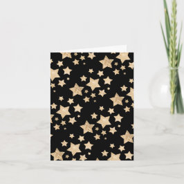 Tarjeta Estrellas brillantes de oro Feliz Navidad negro