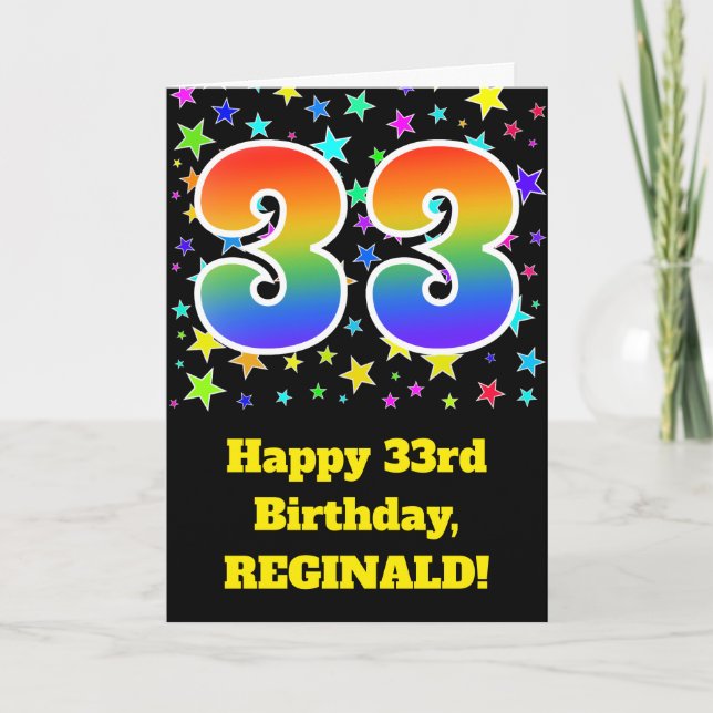 Tarjeta Estrellas coloridas + Modelo "33" del arco iris (Anverso)