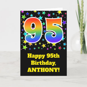 Tarjeta Estrellas coloridas + Patrón Arcoiris "95" Cumplea