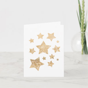Tarjeta Estrellas con brillo de oro Feliz Navidad blanco