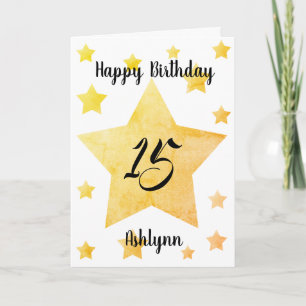 Tarjeta Estrellas de Acuarela Doradas Cumpleaños 15