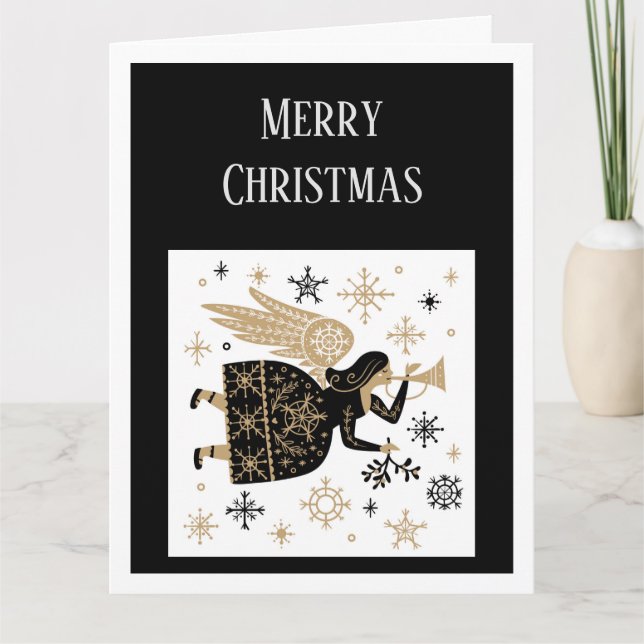 Tarjeta Estrellas de ángel de Navidad alegre Arte (Anverso)