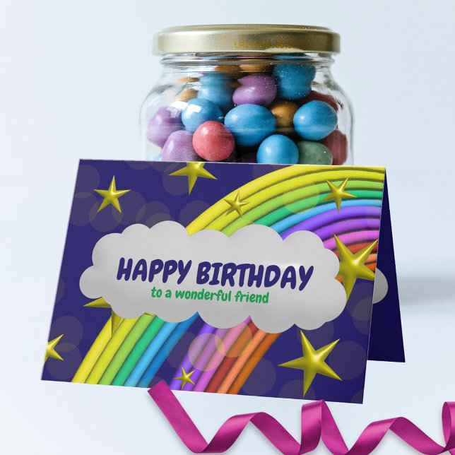 Tarjeta Estrellas De Arcoiris Y Nube Feliz Cumpleaños Para (Subido por el creador)