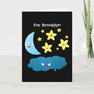 Tarjeta Estrellas de canto, personalizado de luna y nube