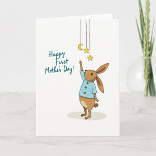 Tarjeta Estrellas de conejo soñadoras para el día de las m