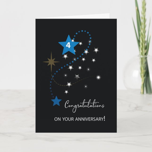 Tarjeta Estrellas de felicitaciones al cuarto aniversario  (Anverso)