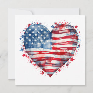 Tarjeta Estrellas de la bandera americana Rayas Corazón Pa
