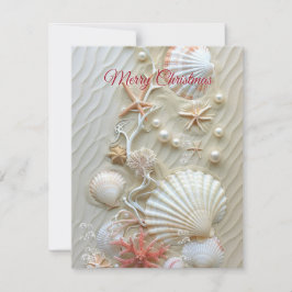 Tarjeta Estrellas de mar Saludos Coral Rosa Perlas