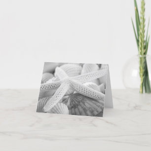 TARJETA ESTRELLAS DE MAR Y SEASHELLS NOTECARD BLANCO Y