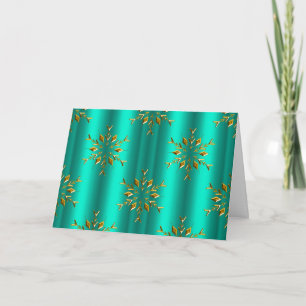 Tarjeta Estrellas de Navidad de color turquesa y dorado