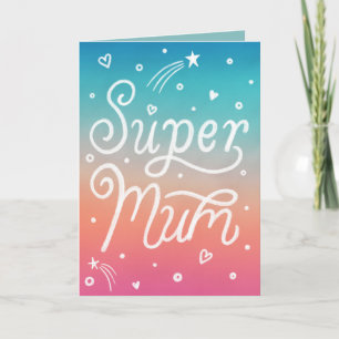 Tarjeta Estrellas de superMamá cardíacas con letras del Dí