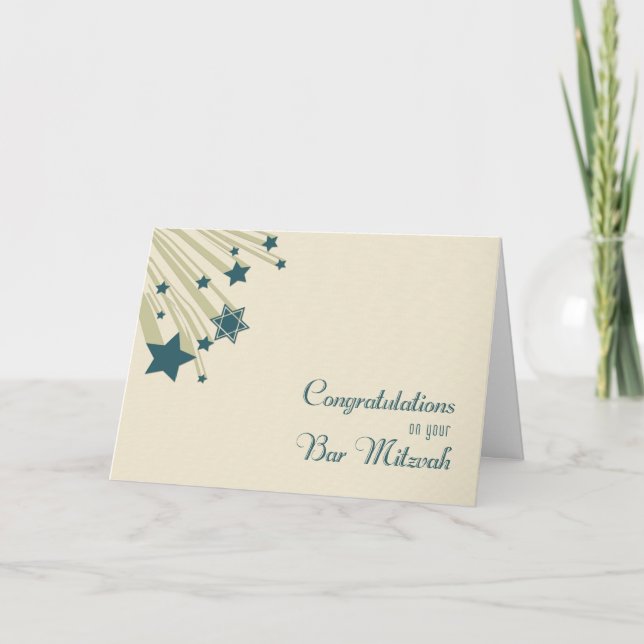 Tarjeta Estrellas de tiro, Bar Mitzvah Felicitaciones (Anverso)