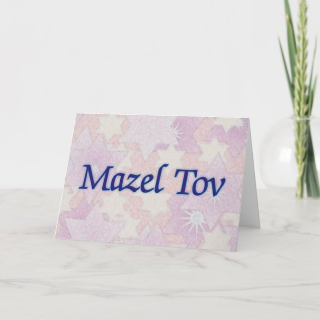 Tarjeta Estrellas del rosa de Mazel Tov (Anverso)