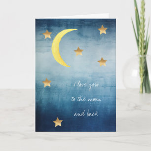 Tarjeta Estrellas doradas de Luna Azul te quiero hasta la 