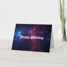 Tarjeta Estrellas espaciales cósmicas y cumpleaños feliz d