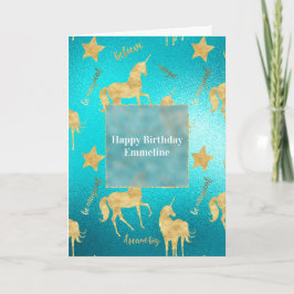 Tarjeta Estrellas inspiradoras de Aqua Gold Unicornios